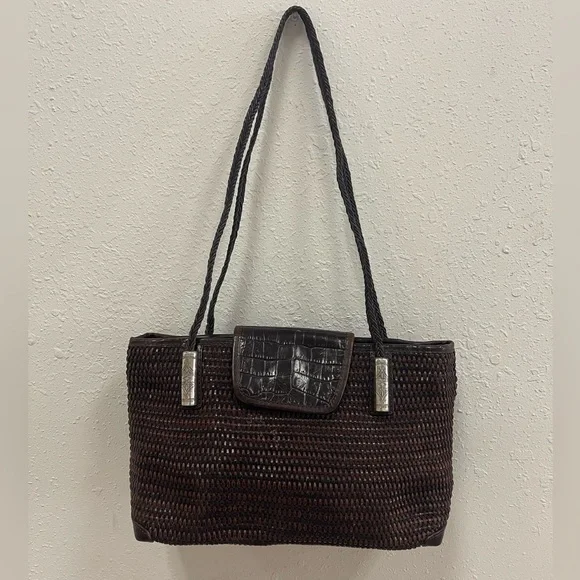 Brighton Dark Brown Leather Croc Embossed with Silver Tone Western Hardware Med Brighton Belt Red Leather,croc Embossed , 32 main image 2